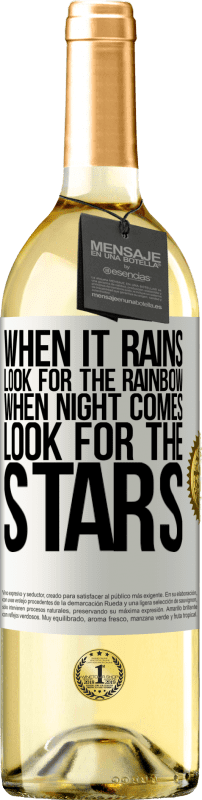 29,95 € Бесплатная доставка | Белое вино Издание WHITE Когда идет дождь, ищите радугу, когда наступает ночь, ищите звезды Белая этикетка. Настраиваемая этикетка Молодое вино Урожай 2023 Verdejo