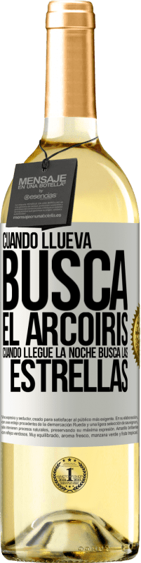 29,95 € Envío gratis | Vino Blanco Edición WHITE Cuando llueva, busca el arcoiris, cuando llegue la noche, busca las estrellas Etiqueta Blanca. Etiqueta personalizable Vino joven Cosecha 2024 Verdejo