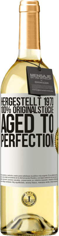 29,95 € Kostenloser Versand | Weißwein WHITE Ausgabe Hergestellt 1970, 100% Originalstücke. Aged to perfection Weißes Etikett. Anpassbares Etikett Junger Wein Ernte 2023 Verdejo