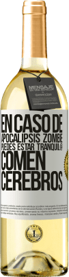 29,95 € Envío gratis | Vino Blanco Edición WHITE En caso de apocalipsis zombie, puedes estar tranquil@, comen cerebros Etiqueta Blanca. Etiqueta personalizable Vino joven Cosecha 2024 Verdejo