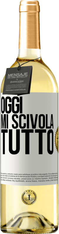 29,95 € Spedizione Gratuita | Vino bianco Edizione WHITE Oggi mi scivola tutto Etichetta Bianca. Etichetta personalizzabile Vino giovane Raccogliere 2024 Verdejo