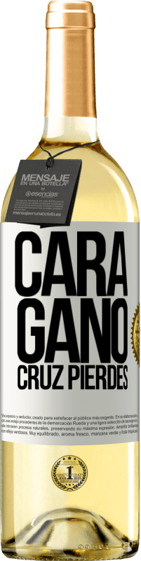 29,95 € Envío gratis | Vino Blanco Edición WHITE Cara gano, cruz pierdes Etiqueta Blanca. Etiqueta personalizable Vino joven Cosecha 2024 Verdejo