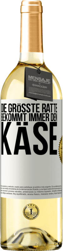 29,95 € Kostenloser Versand | Weißwein WHITE Ausgabe Die größte Ratte bekommt immer den Käse Weißes Etikett. Anpassbares Etikett Junger Wein Ernte 2023 Verdejo