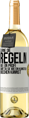 29,95 € Kostenloser Versand | Weißwein WHITE Ausgabe Lerne die Regeln wie ein Profi, damit du sie wie ein Künstler brechen kannst Weißes Etikett. Anpassbares Etikett Junger Wein Ernte 2023 Verdejo