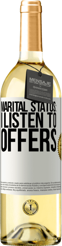 29,95 € Free Shipping | White Wine WHITE Edition Marital status: I listen to offers White Label. Customizable label Young wine Harvest 2025 Verdejo