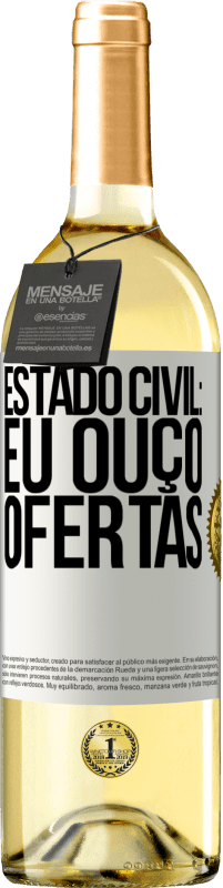 29,95 € Envio grátis | Vinho branco Edição WHITE Estado civil: eu ouço ofertas Etiqueta Branca. Etiqueta personalizável Vinho jovem Colheita 2024 Verdejo