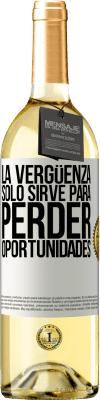 29,95 € Envío gratis | Vino Blanco Edición WHITE La vergüenza sólo sirve para perder oportunidades Etiqueta Blanca. Etiqueta personalizable Vino joven Cosecha 2025 Verdejo