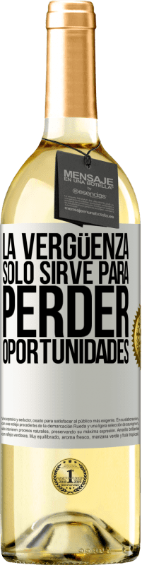 29,95 € Envío gratis | Vino Blanco Edición WHITE La vergüenza sólo sirve para perder oportunidades Etiqueta Blanca. Etiqueta personalizable Vino joven Cosecha 2024 Verdejo