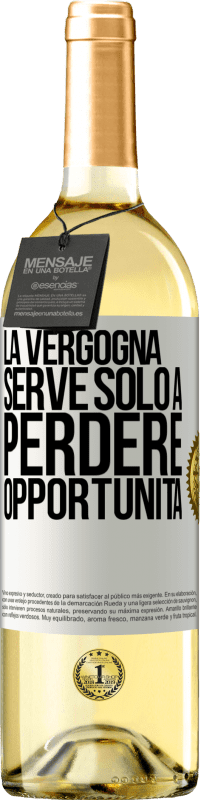 29,95 € Spedizione Gratuita | Vino bianco Edizione WHITE La vergogna serve solo a perdere opportunità Etichetta Bianca. Etichetta personalizzabile Vino giovane Raccogliere 2024 Verdejo