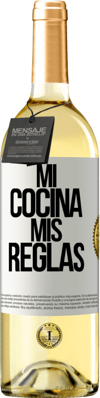 29,95 € Envío gratis | Vino Blanco Edición WHITE Mi cocina, mis reglas Etiqueta Blanca. Etiqueta personalizable Vino joven Cosecha 2023 Verdejo