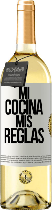 29,95 € Envío gratis | Vino Blanco Edición WHITE Mi cocina, mis reglas Etiqueta Blanca. Etiqueta personalizable Vino joven Cosecha 2025 Verdejo
