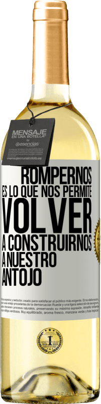 29,95 € Envío gratis | Vino Blanco Edición WHITE Rompernos es lo que nos permite volver a construirnos a nuestro antojo Etiqueta Blanca. Etiqueta personalizable Vino joven Cosecha 2024 Verdejo