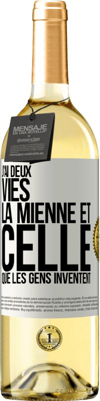 29,95 € Envoi gratuit | Vin blanc Édition WHITE J'ai deux vies. La mienne et celle que les gens inventent Étiquette Blanche. Étiquette personnalisable Vin jeune Récolte 2023 Verdejo