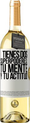 29,95 € Envío gratis | Vino Blanco Edición WHITE Tienes dos superpoderes: Tu mente y tu actitud Etiqueta Blanca. Etiqueta personalizable Vino joven Cosecha 2023 Verdejo