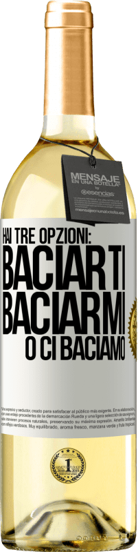 29,95 € Spedizione Gratuita | Vino bianco Edizione WHITE Hai tre opzioni: baciarti, baciarmi o ci baciamo Etichetta Bianca. Etichetta personalizzabile Vino giovane Raccogliere 2023 Verdejo