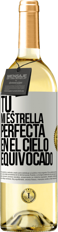 29,95 € Envío gratis | Vino Blanco Edición WHITE Tú. Mi estrella perfecta en el cielo equivocado Etiqueta Blanca. Etiqueta personalizable Vino joven Cosecha 2024 Verdejo