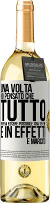 29,95 € Spedizione Gratuita | Vino bianco Edizione WHITE Una volta ho pensato che tutto poteva essere possibile tra te e me. E in effetti è marcito Etichetta Bianca. Etichetta personalizzabile Vino giovane Raccogliere 2024 Verdejo