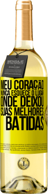 29,95 € Envio grátis | Vinho branco Edição WHITE Meu coração nunca esquece o lugar onde deixou suas melhores batidas Etiqueta Amarela. Etiqueta personalizável Vinho jovem Colheita 2025 Verdejo