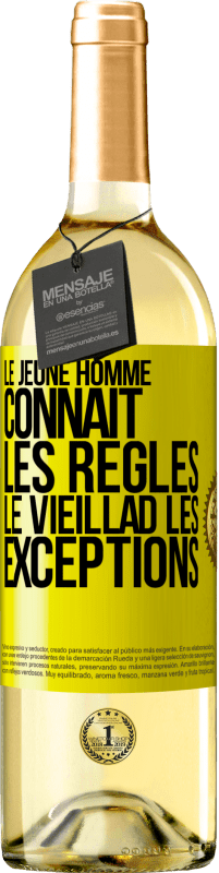 29,95 € Envoi gratuit | Vin blanc Édition WHITE Le jeune homme connaît les règles, le vieillad les exceptions Étiquette Jaune. Étiquette personnalisable Vin jeune Récolte 2025 Verdejo