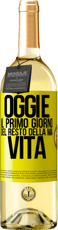 29,95 € Spedizione Gratuita | Vino bianco Edizione WHITE Oggi è il primo giorno del resto della mia vita Etichetta Gialla. Etichetta personalizzabile Vino giovane Raccogliere 2024 Verdejo