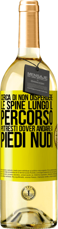 29,95 € Spedizione Gratuita | Vino bianco Edizione WHITE Cerca di non disperdere le spine lungo il percorso, potresti dover andare a piedi nudi Etichetta Gialla. Etichetta personalizzabile Vino giovane Raccogliere 2024 Verdejo