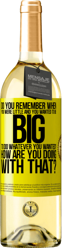 29,95 € 免费送货 | 白葡萄酒 WHITE版 您还记得小时候想做任何想做的事情吗？你最近怎么样 黄色标签. 可自定义的标签 青年酒 收成 2025 Verdejo
