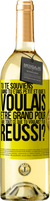 29,95 € Envoi gratuit | Vin blanc Édition WHITE Tu te souviens quand tu étais petit et que tu voulais être grand pour faire tout ce que tu voulais? Tu as réussi? Étiquette Jaune. Étiquette personnalisable Vin jeune Récolte 2024 Verdejo