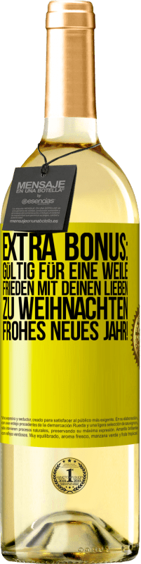 29,95 € Kostenloser Versand | Weißwein WHITE Ausgabe Extra Bonus: gültig für eine Weile Frieden mit deinen Lieben zu Weihnachten. Frohes neues Jahr! Gelbes Etikett. Anpassbares Etikett Junger Wein Ernte 2024 Verdejo