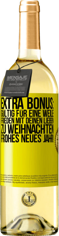 29,95 € Kostenloser Versand | Weißwein WHITE Ausgabe Extra Bonus: gültig für eine Weile Frieden mit deinen Lieben zu Weihnachten. Frohes neues Jahr! Gelbes Etikett. Anpassbares Etikett Junger Wein Ernte 2025 Verdejo
