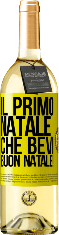 29,95 € Spedizione Gratuita | Vino bianco Edizione WHITE Il primo Natale che bevi. Buon natale! Etichetta Gialla. Etichetta personalizzabile Vino giovane Raccogliere 2024 Verdejo