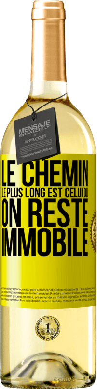 29,95 € Envoi gratuit | Vin blanc Édition WHITE Le chemin le plus long est celui où on reste immobile Étiquette Jaune. Étiquette personnalisable Vin jeune Récolte 2024 Verdejo