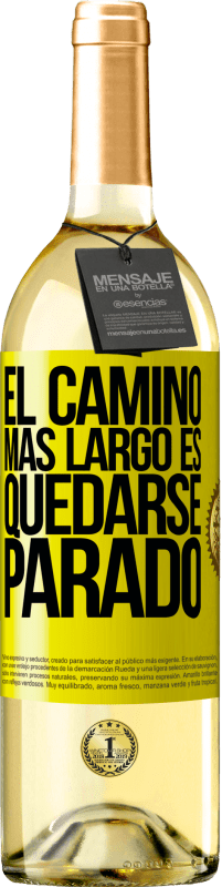 29,95 € Envío gratis | Vino Blanco Edición WHITE El camino más largo es quedarse parado Etiqueta Amarilla. Etiqueta personalizable Vino joven Cosecha 2024 Verdejo