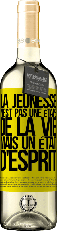 29,95 € Envoi gratuit | Vin blanc Édition WHITE La jeunesse n'est pas une étape de la vie, mais un état d'esprit Étiquette Jaune. Étiquette personnalisable Vin jeune Récolte 2024 Verdejo