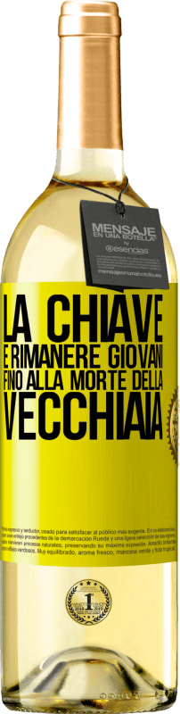 29,95 € Spedizione Gratuita | Vino bianco Edizione WHITE La chiave è rimanere giovani fino alla morte della vecchiaia Etichetta Gialla. Etichetta personalizzabile Vino giovane Raccogliere 2024 Verdejo