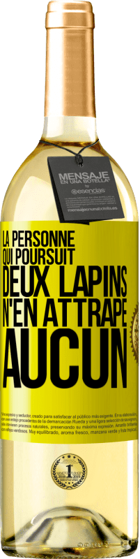 29,95 € Envoi gratuit | Vin blanc Édition WHITE La personne qui poursuit deux lapins n'en attrape aucun Étiquette Jaune. Étiquette personnalisable Vin jeune Récolte 2024 Verdejo