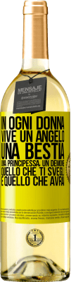 29,95 € Spedizione Gratuita | Vino bianco Edizione WHITE In ogni donna vive un angelo, una bestia, una principessa, un demone. Quello che ti svegli è quello che avrai Etichetta Gialla. Etichetta personalizzabile Vino giovane Raccogliere 2024 Verdejo