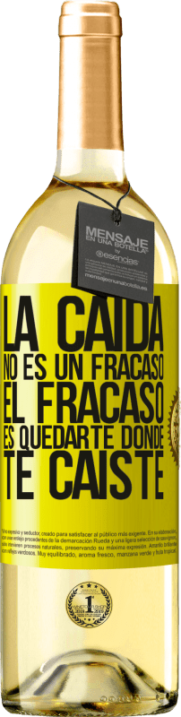 29,95 € Envío gratis | Vino Blanco Edición WHITE La caída no es un fracaso. El fracaso es quedarte donde te caíste Etiqueta Amarilla. Etiqueta personalizable Vino joven Cosecha 2024 Verdejo