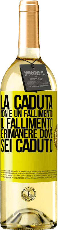 29,95 € Spedizione Gratuita | Vino bianco Edizione WHITE La caduta non è un fallimento. Il fallimento è rimanere dove sei caduto Etichetta Gialla. Etichetta personalizzabile Vino giovane Raccogliere 2024 Verdejo