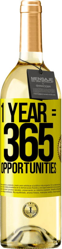 29,95 € 免费送货 | 白葡萄酒 WHITE版 1 year 365 opportunities 黄色标签. 可自定义的标签 青年酒 收成 2023 Verdejo
