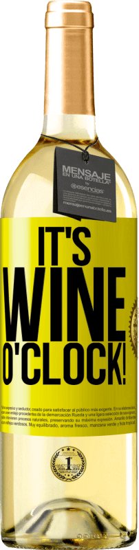 29,95 € Envoi gratuit | Vin blanc Édition WHITE It's wine o'clock! Étiquette Jaune. Étiquette personnalisable Vin jeune Récolte 2023 Verdejo