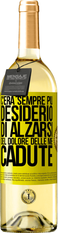 29,95 € Spedizione Gratuita | Vino bianco Edizione WHITE C'era sempre più desiderio di alzarsi del dolore delle mie cadute Etichetta Gialla. Etichetta personalizzabile Vino giovane Raccogliere 2024 Verdejo