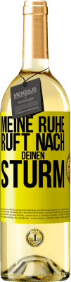 29,95 € Kostenloser Versand | Weißwein WHITE Ausgabe Meine Ruhe ruft nach deinen Sturm Gelbes Etikett. Anpassbares Etikett Junger Wein Ernte 2024 Verdejo