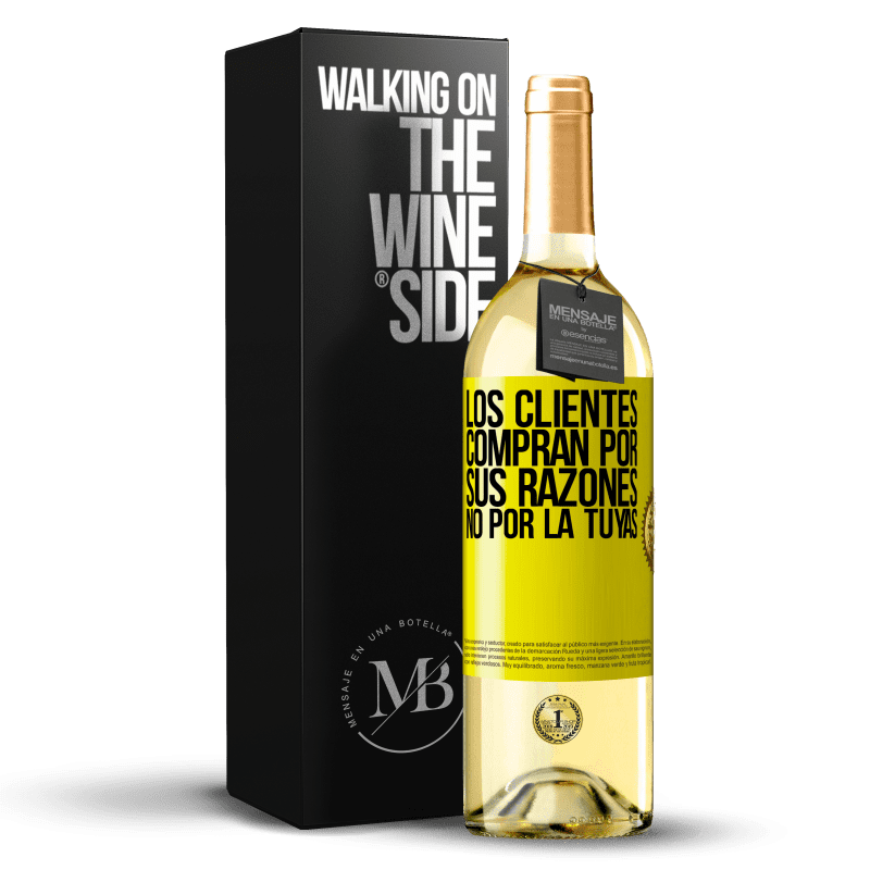 29,95 € Бесплатная доставка | Белое вино Издание WHITE Покупатели покупают по своим причинам, а не по вашим Желтая этикетка. Настраиваемая этикетка Молодое вино Урожай 2022 Verdejo