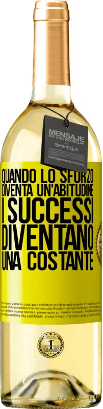 29,95 € Spedizione Gratuita | Vino bianco Edizione WHITE Quando lo sforzo diventa un'abitudine, i successi diventano una costante Etichetta Gialla. Etichetta personalizzabile Vino giovane Raccogliere 2025 Verdejo