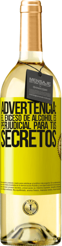 29,95 € Envío gratis | Vino Blanco Edición WHITE Advertencia: El exceso de alcohol es perjudicial para tus secretos Etiqueta Amarilla. Etiqueta personalizable Vino joven Cosecha 2024 Verdejo