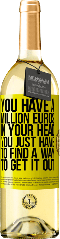 29,95 € Free Shipping | White Wine WHITE Edition You have a million euros in your head. You just have to find a way to get it out Yellow Label. Customizable label Young wine Harvest 2021 Verdejo