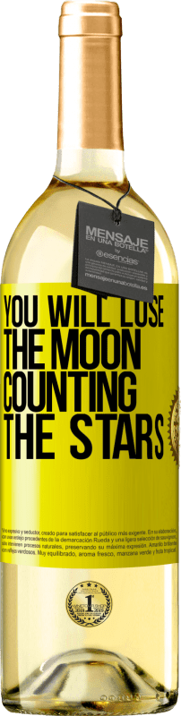 29,95 € Бесплатная доставка | Белое вино Издание WHITE Вы потеряете луну, считая звезды Желтая этикетка. Настраиваемая этикетка Молодое вино Урожай 2023 Verdejo
