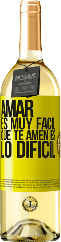 29,95 € Envío gratis | Vino Blanco Edición WHITE Amar es muy fácil, que te amen es lo difícil Etiqueta Amarilla. Etiqueta personalizable Vino joven Cosecha 2024 Verdejo