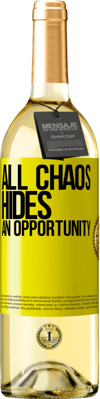 29,95 € Free Shipping | White Wine WHITE Edition All chaos hides an opportunity Yellow Label. Customizable label Young wine Harvest 2023 Verdejo