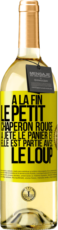 29,95 € Envoi gratuit | Vin blanc Édition WHITE À la fin le petit chaperon rouge a jeté le panier et elle est partie avec le loup Étiquette Jaune. Étiquette personnalisable Vin jeune Récolte 2024 Verdejo